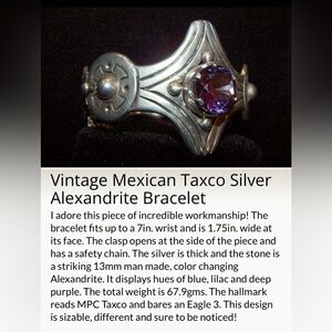 Vintage Taxco Alexandrite Sterling Bracelet
